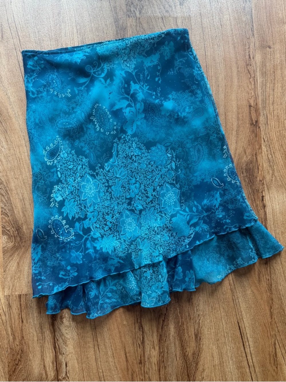 Y2K 90’s Whimsigoth Festival Floral Paisley Ruffle Hem Skirt